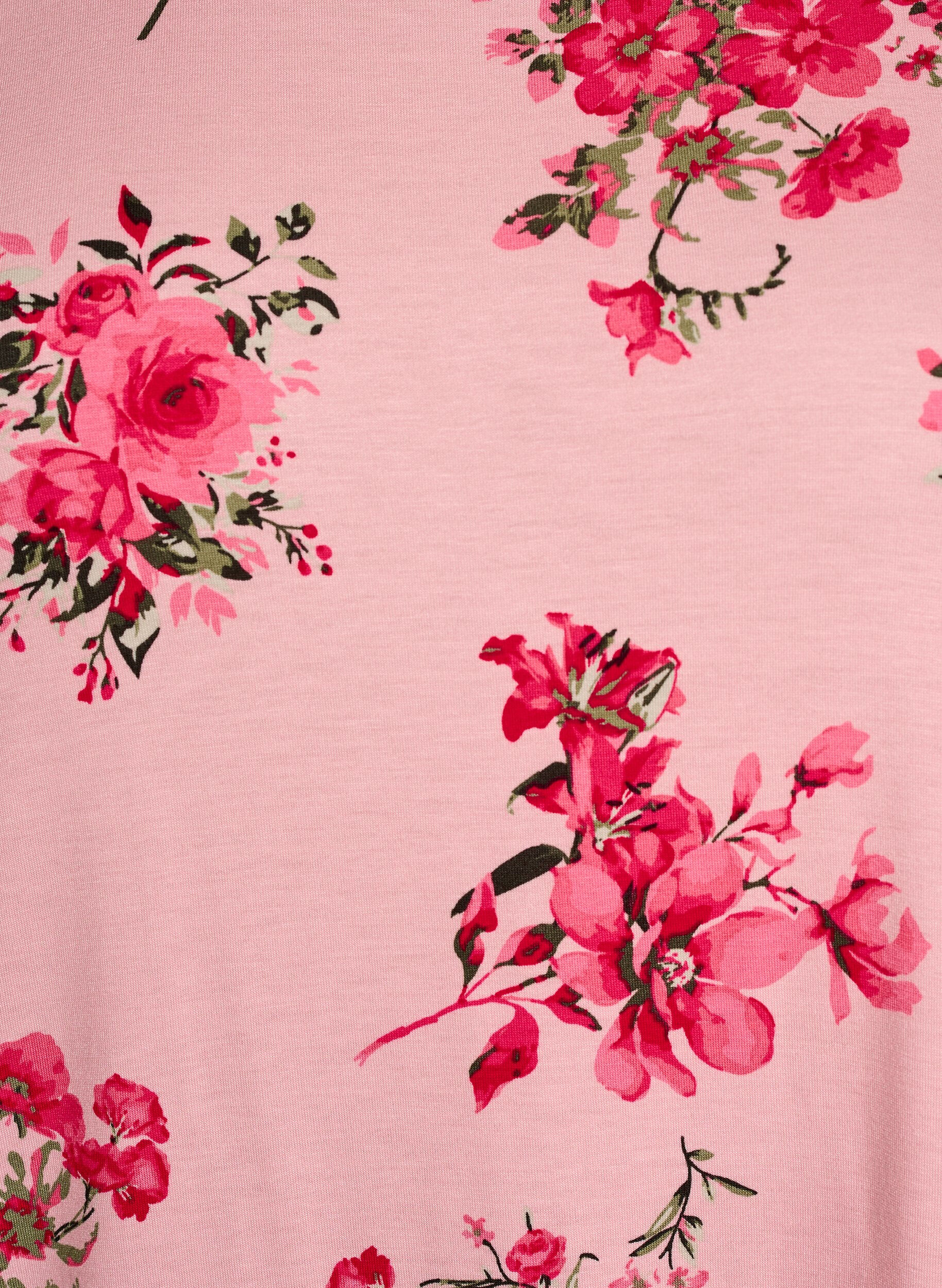 Zizzi T-shirt met bloemenprint, Roze, Packshot image number 2