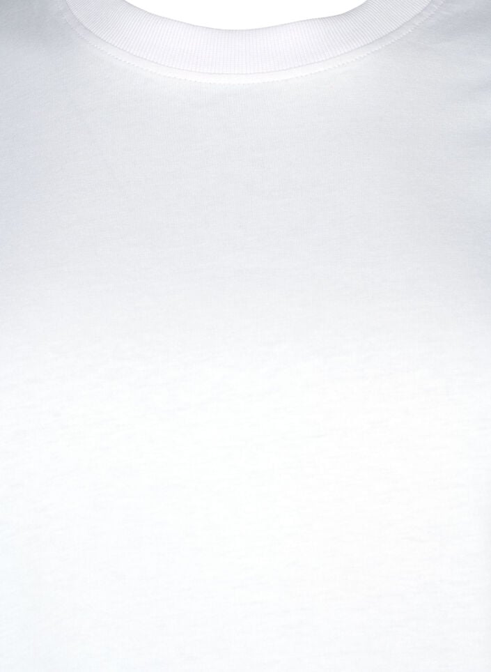 Basic katoenen T-shirt met ronde hals, Wit, Packshot