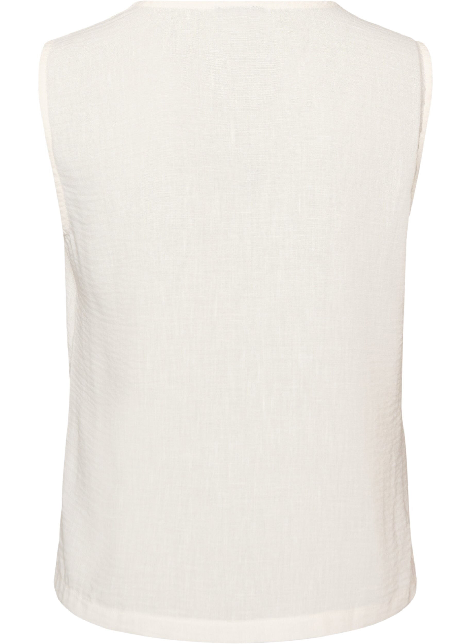 ZizziMouwloos vest met V-hals en knopen, Vanille, Packshot image number 1