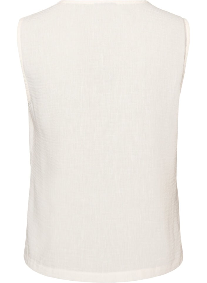 Mouwloos vest met V-hals en knopen, Vanille, Packshot image number 1