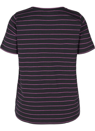 Gestreept t-shirt in katoen, Black w. Purple , Packshot image number 1