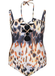 Badpak met print en afneembare bandjes, Abstract Leopard