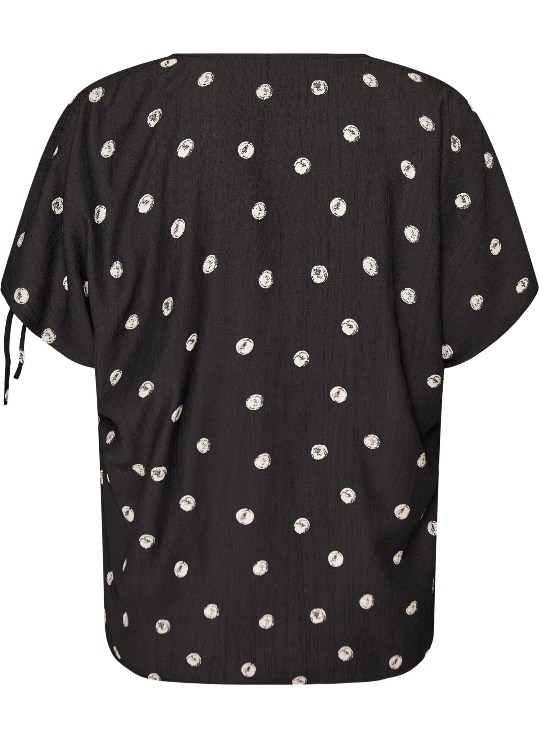 Zizzi Viscose blouse met geplooide mouwen, Zwart, Packshot image number 1