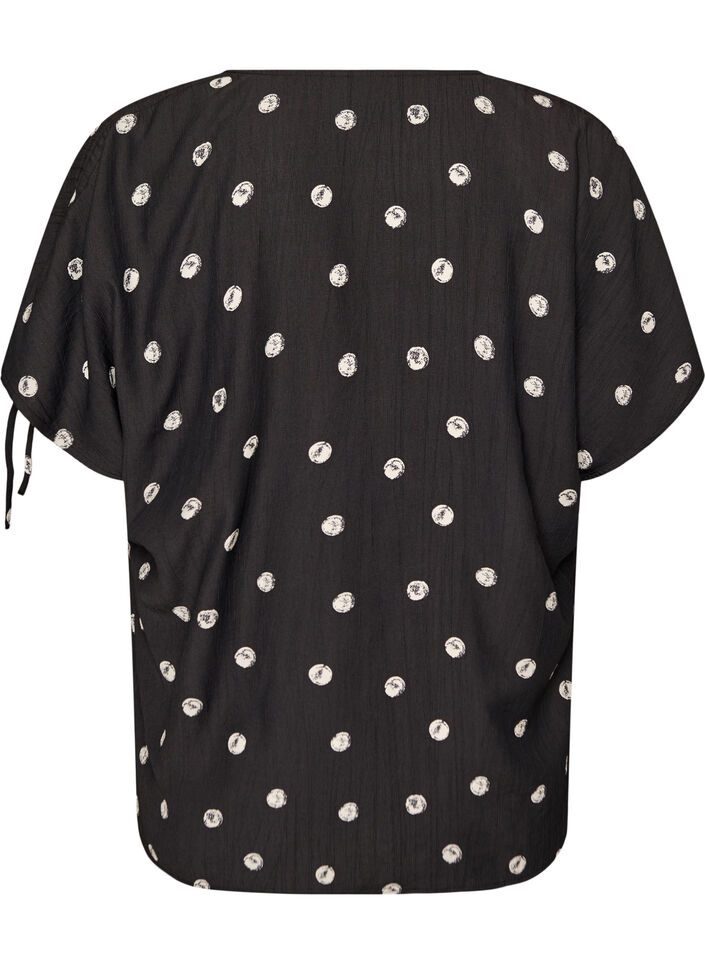 Viscose blouse met geplooide mouwen, Zwart, Packshot image number 1
