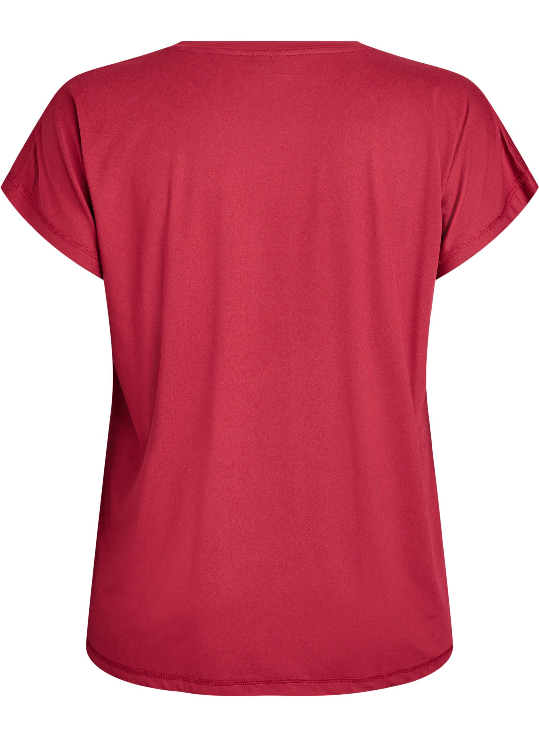 Zizzi Effen gekleurd trainingsshirt, Rood, Packshot image number 1