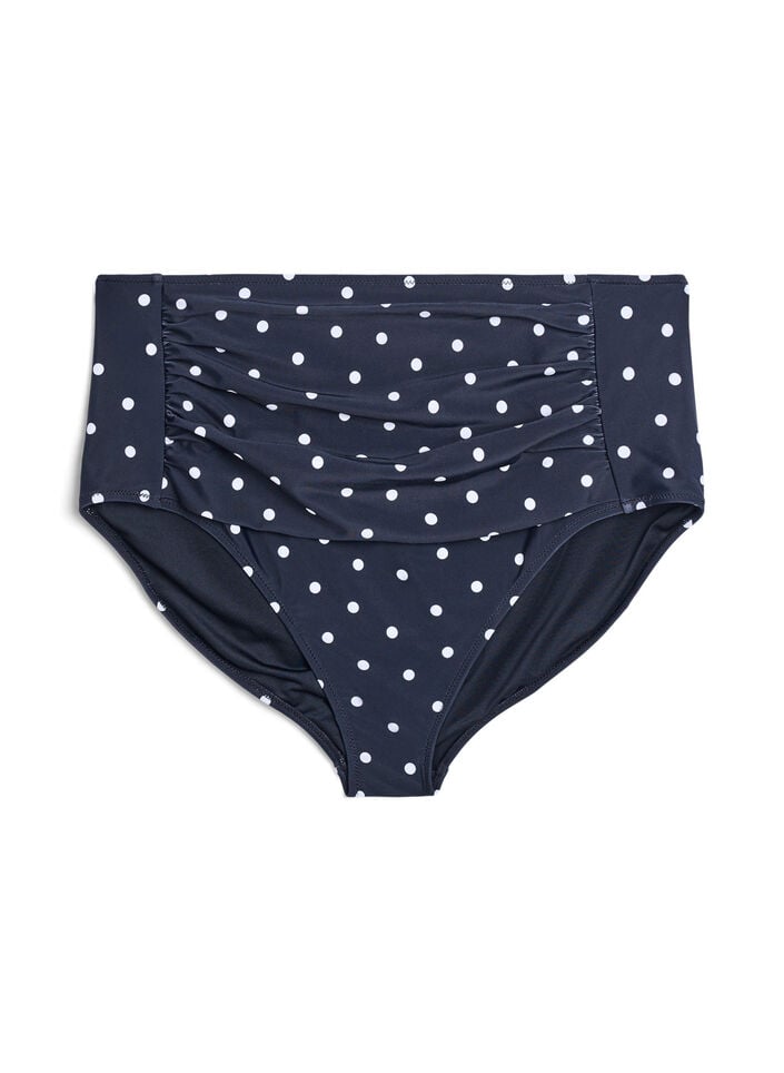 Hoge taille bikinibroekje met stippen, Zwart, Packshot image number 0