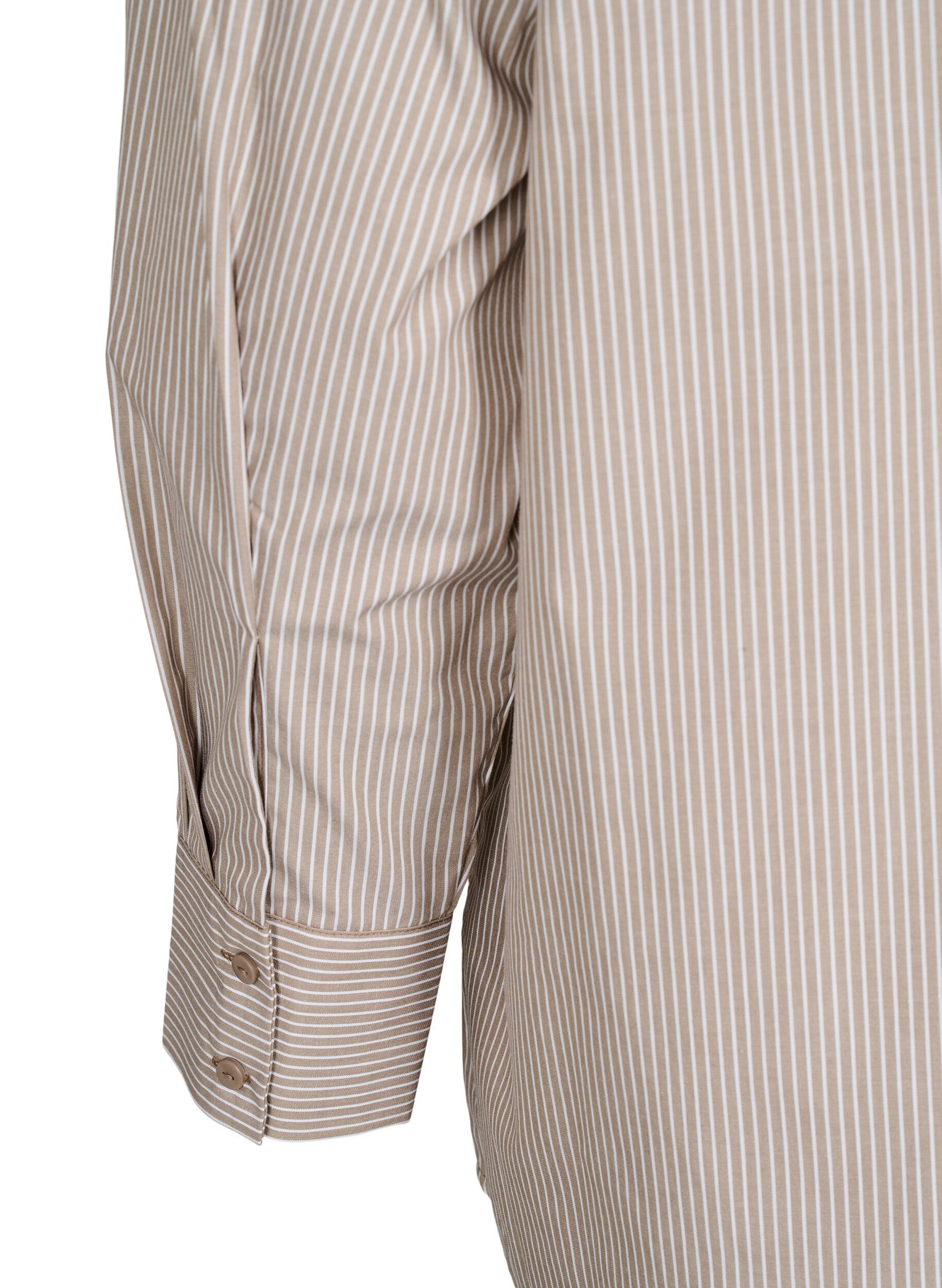 Zizzi Losse shirt met lange mouwen en strepen, Bruin, Packshot image number 3