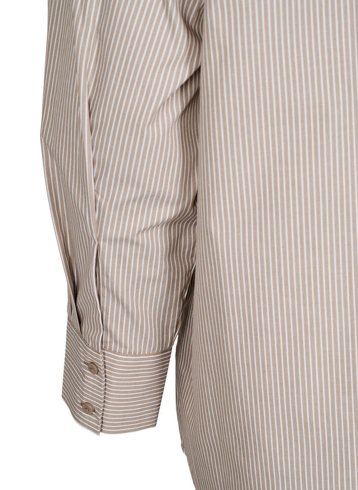Losse shirt met lange mouwen en strepen, Bruin, Packshot image number 3
