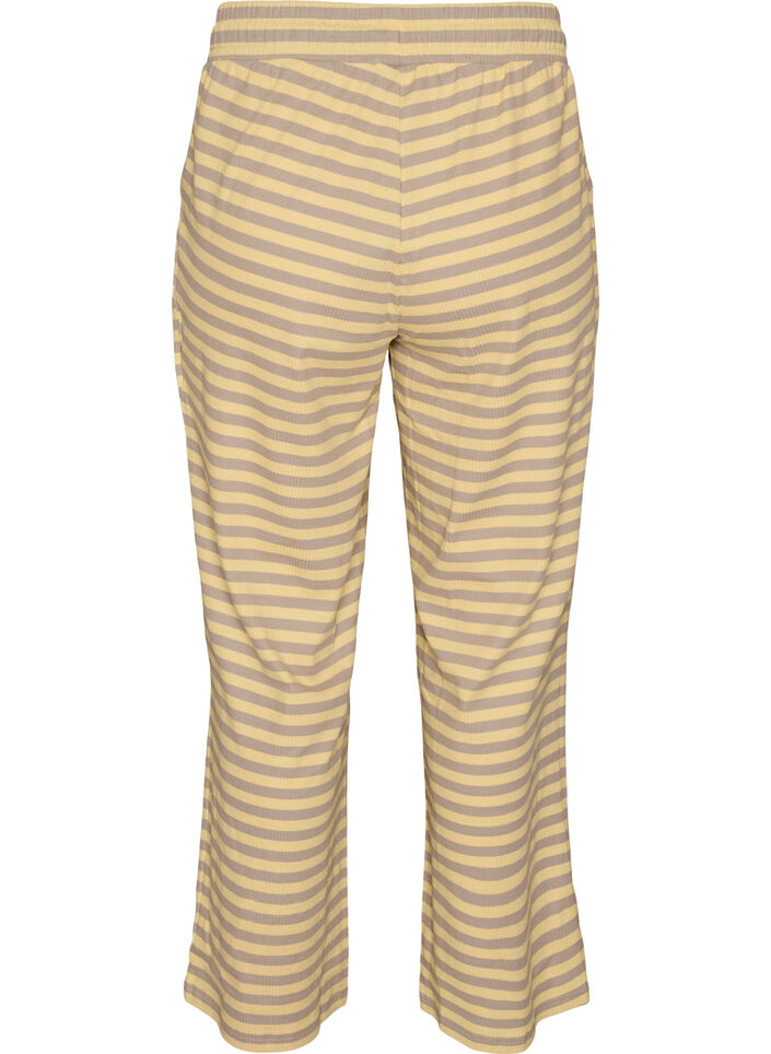 Gestreepte pyjamabroek met een high waist en wijde pijpen, Geel, Packshot image number 1
