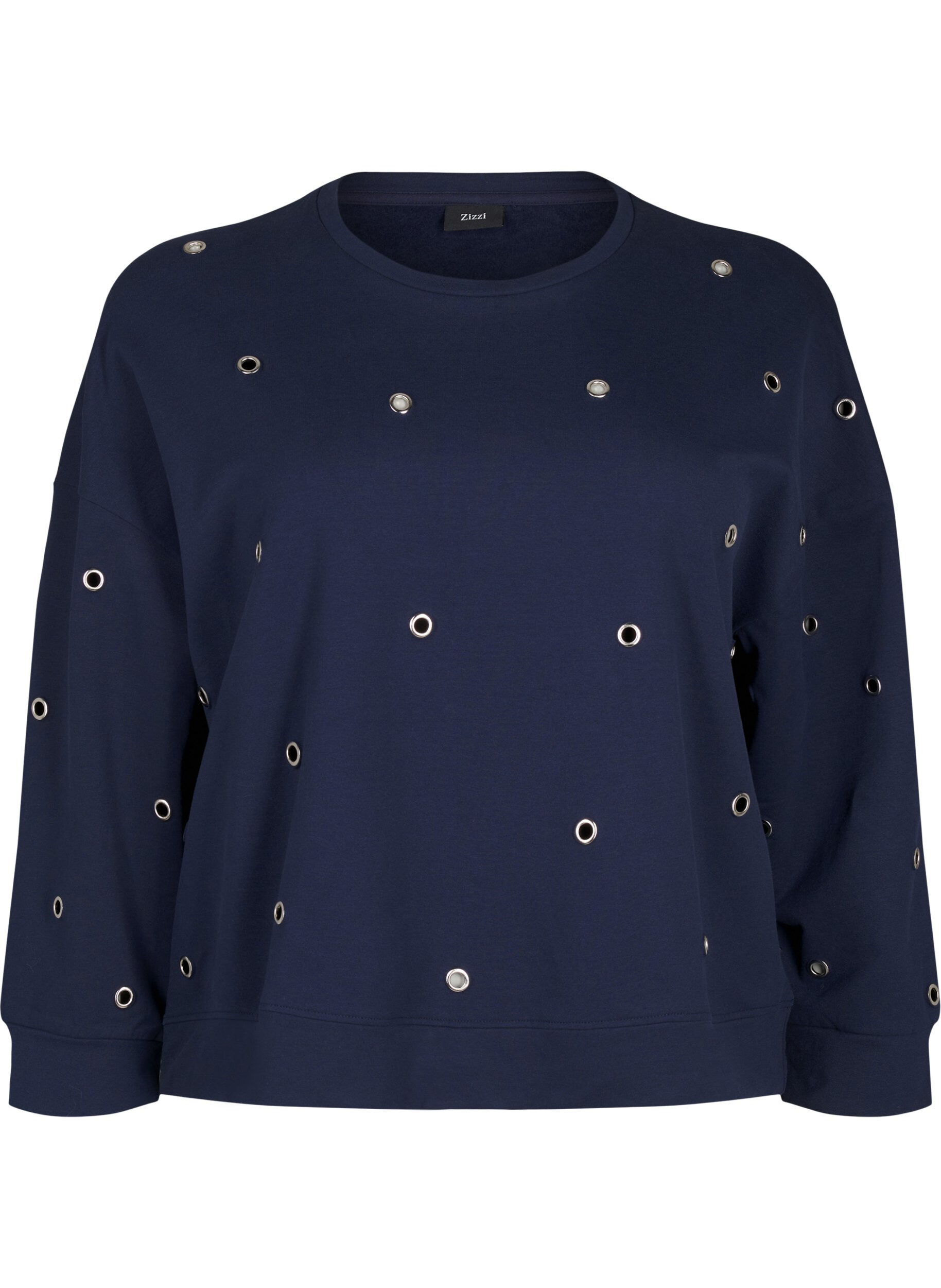 Zizzi Sweatshirt met oogjes, Blauw, Packshot image number 0