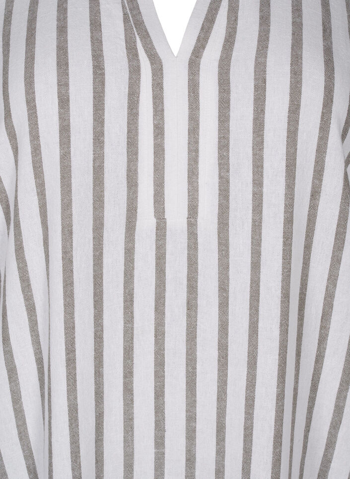 Gestreepte tuniek van linnen-viscose mix, White Stripe, Packshot image number 2
