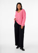 Gebreide blouse met V-hals en lange mouwen, Bubblegum Wh. Mel., Model image number 2
