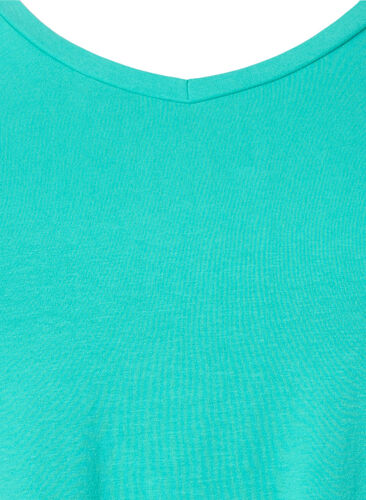 Basic t-shirt in effen kleur met katoen, Aqua Green, Packshot image number 2