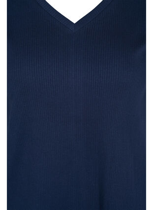 Katoenen t-shirt met geribbeld structuur, Navy Blazer, Packshot image number 2