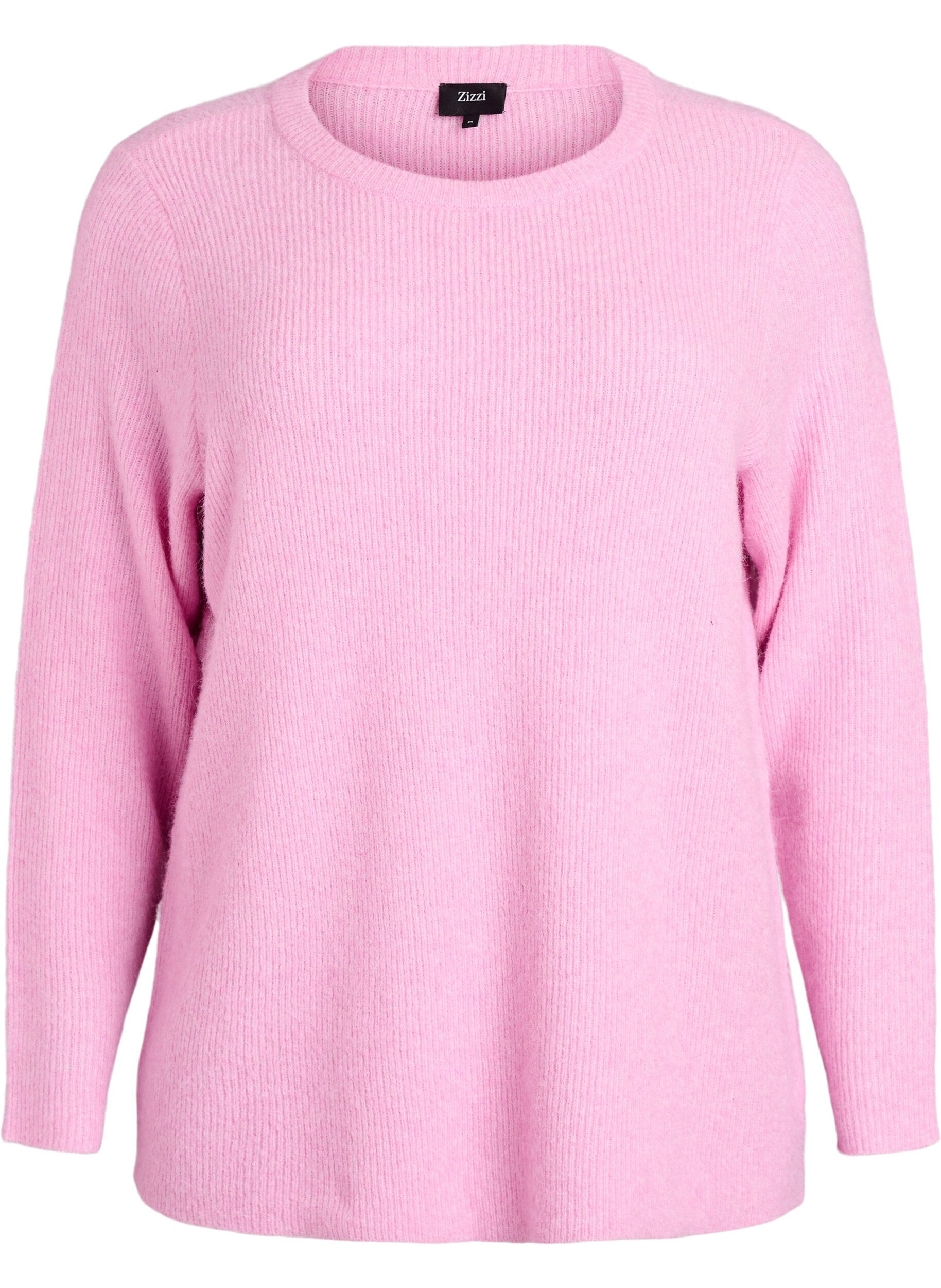 Gem&ecirc;leerde gebreide blouse met ronde hals