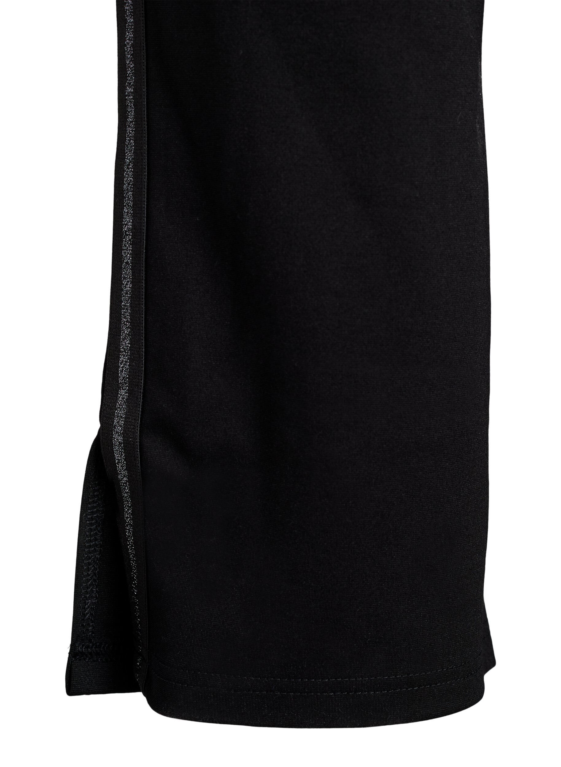 Zizzi Leggings met glitterstreep en splits, Zwart, Packshot image number 3