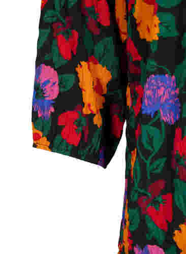 Bloemen blouse met 3/4 mouwen, Multi Flower AOP, Packshot image number 3