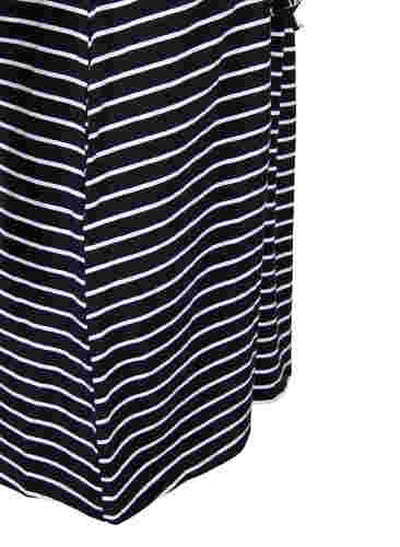 Gestreepte tuniek van katoen met korte mouwen, Black Stripe, Packshot image number 3