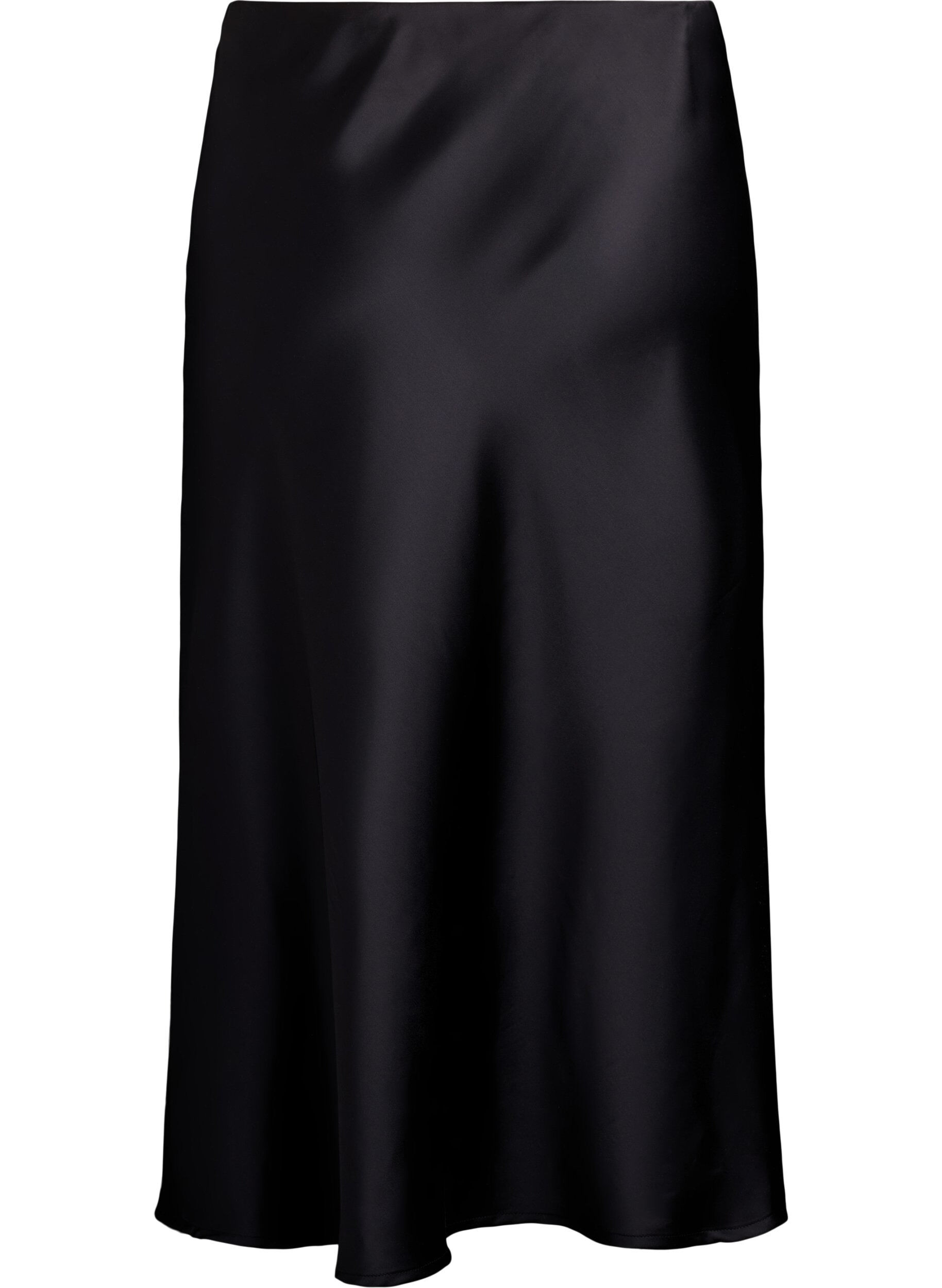 ZizziSatijnen midi rok, Zwart, Packshot image number 1