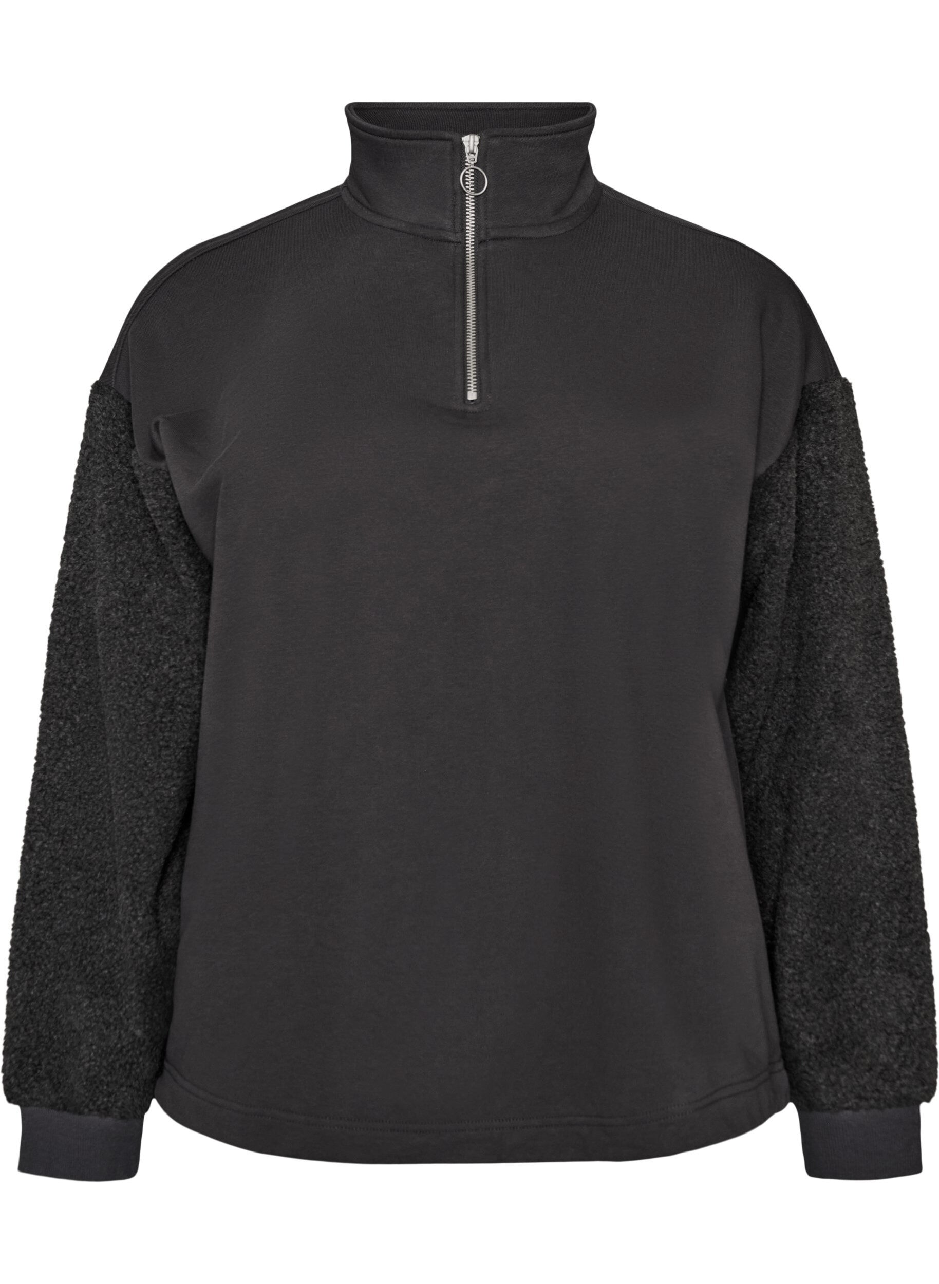 Sweatshirt met teddymouwen en een hoge hals