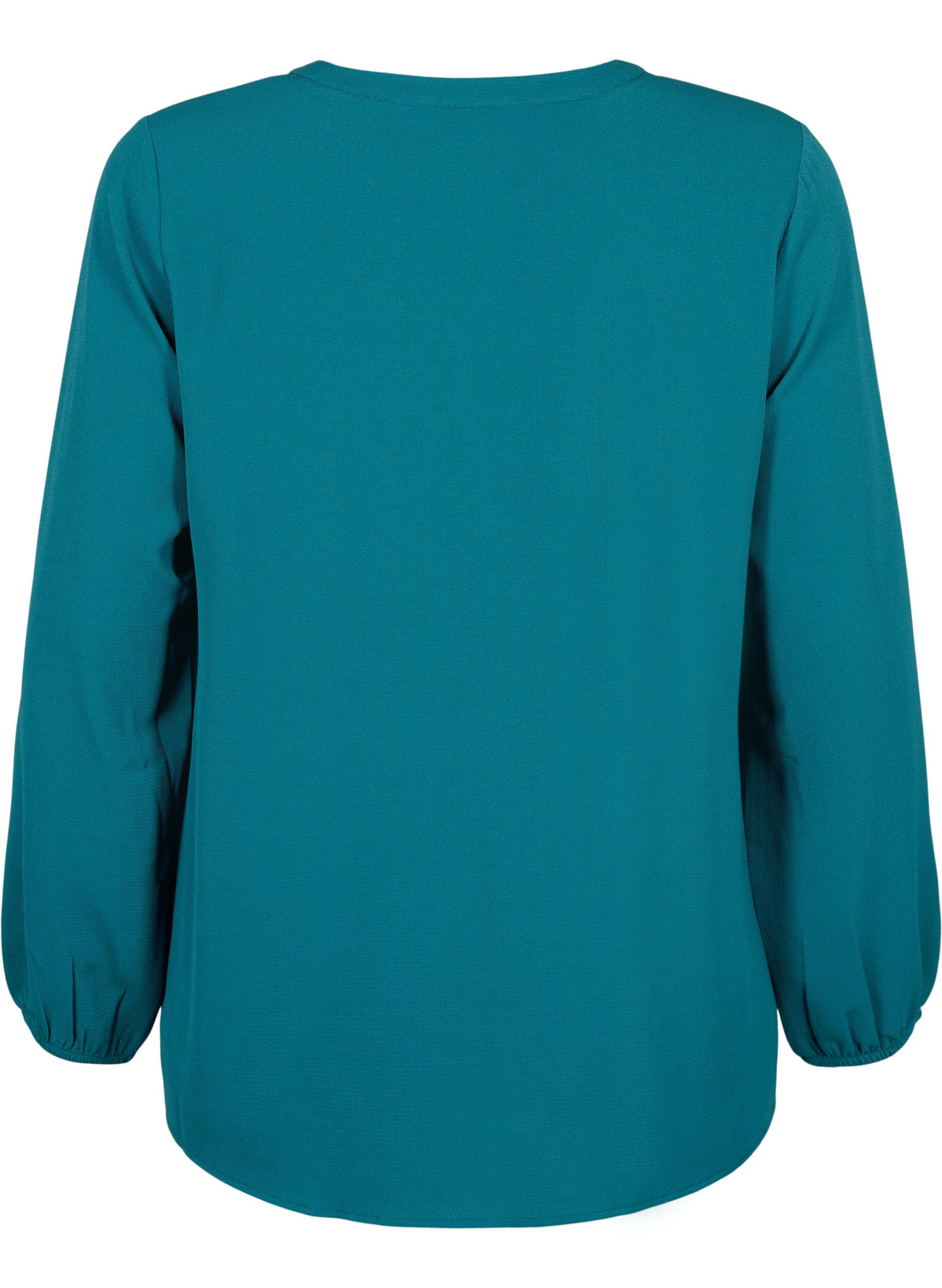 Zizzi Effen blouse met v-hals, Deep Teal, Packshot image number 1