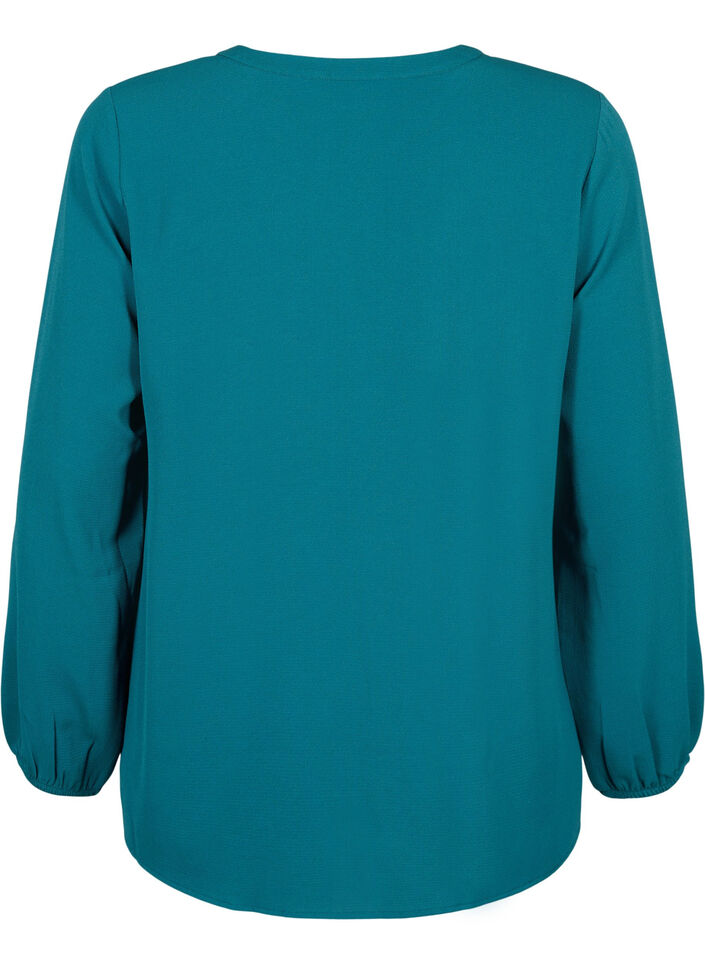 Effen blouse met v-hals, Deep Teal, Packshot image number 1