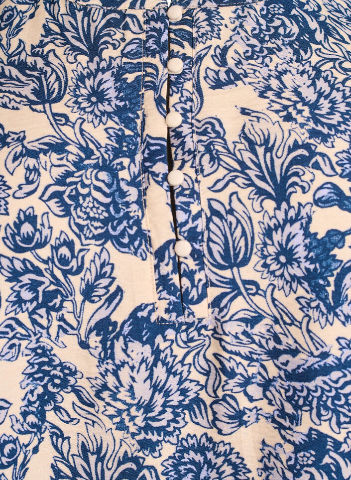 Blouse met lange mouwen met patroon en knopen, Blauw, Packshot image number 2