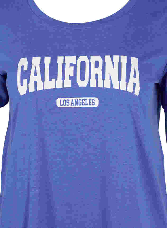 Katoenen t-shirt met print, Dazzling Blue Califo, Packshot image number 2