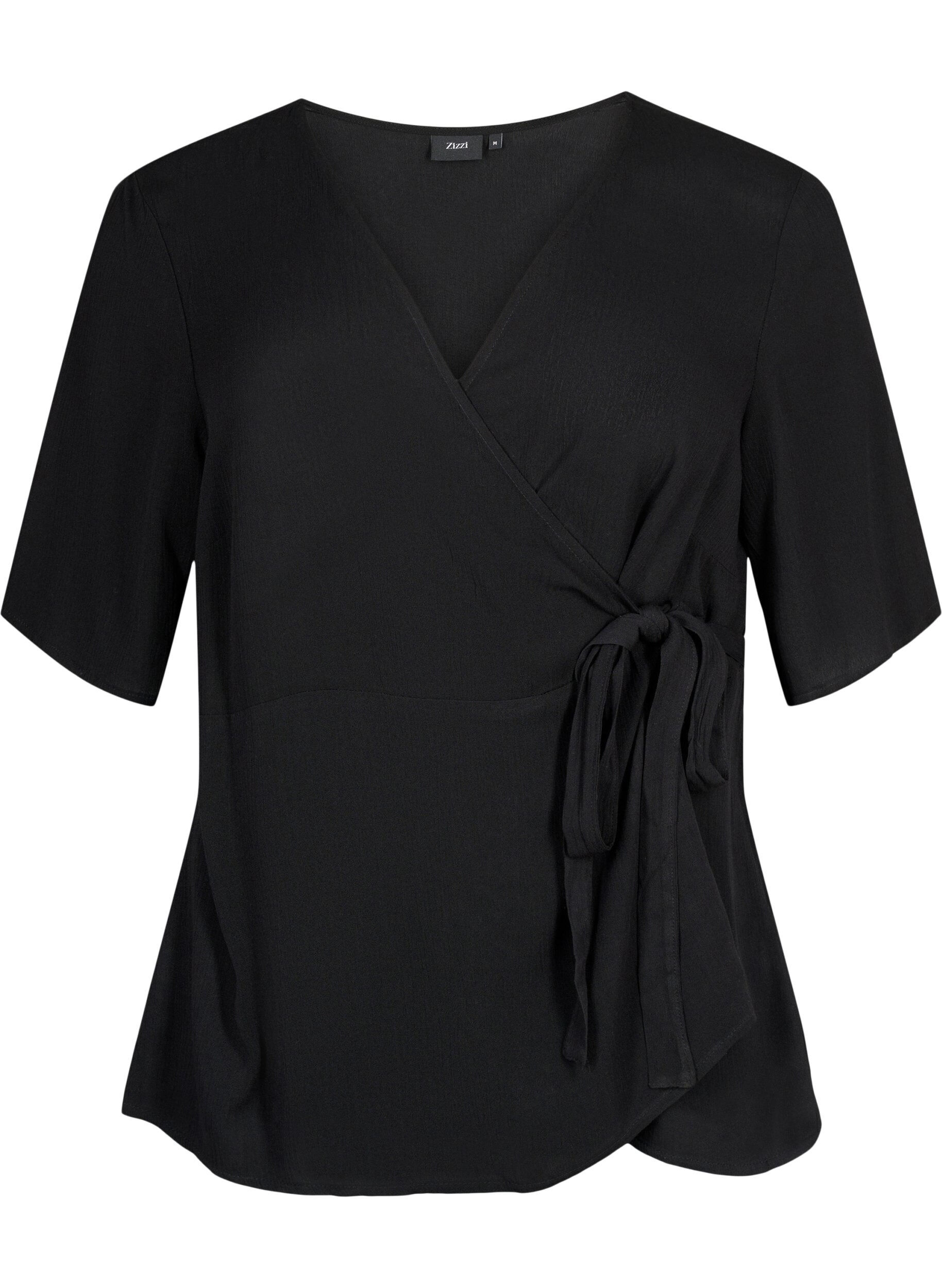 Zizzi Viscose blouse met wikkel, Black, Packshot image number 0