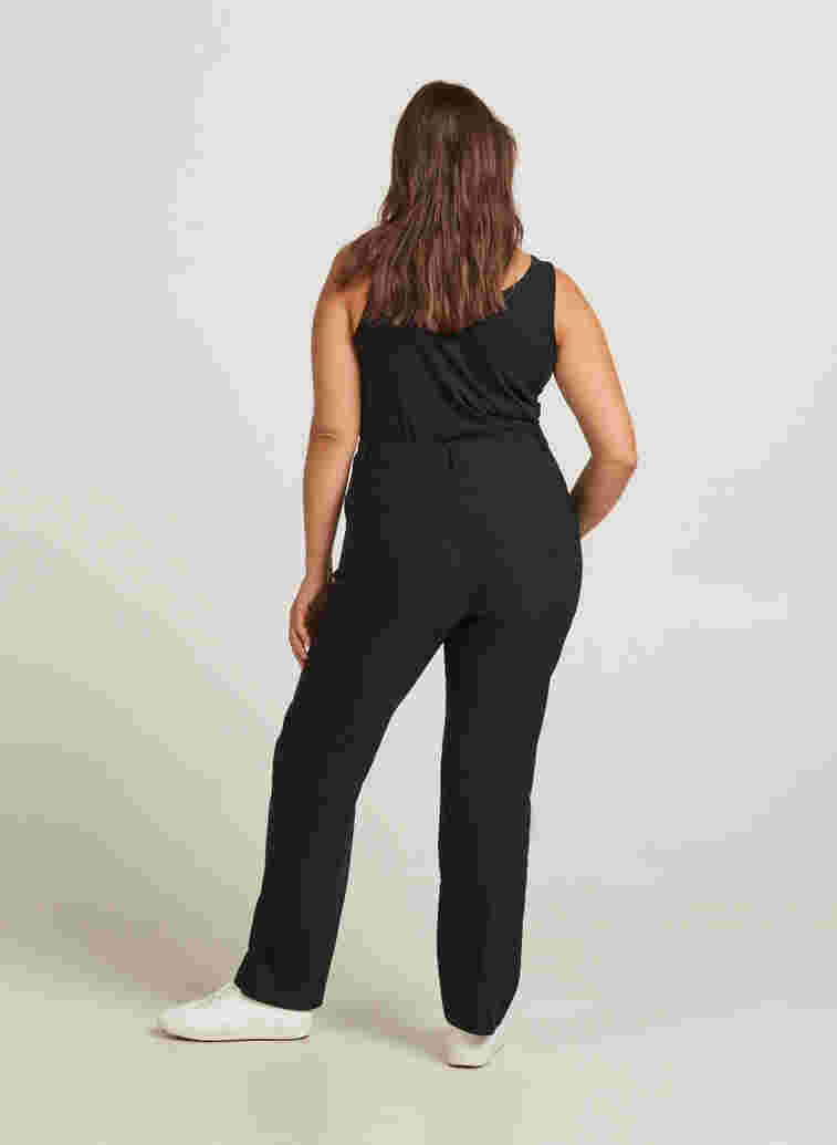 Regular fit broek met hoge taille, Black, Model
