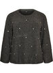 Gebreide blouse met strassteentjes en ruitpatroon, Grijs, Packshot image number 0