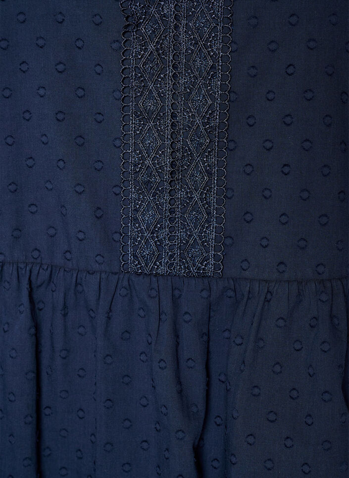 Blouse van gestructureerd katoen met crochet details, Blauw, Packshot image number 2