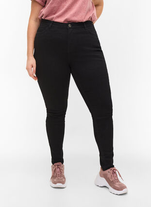 Super smalle Amy jeans met hoge taille, Black, Model image number 2