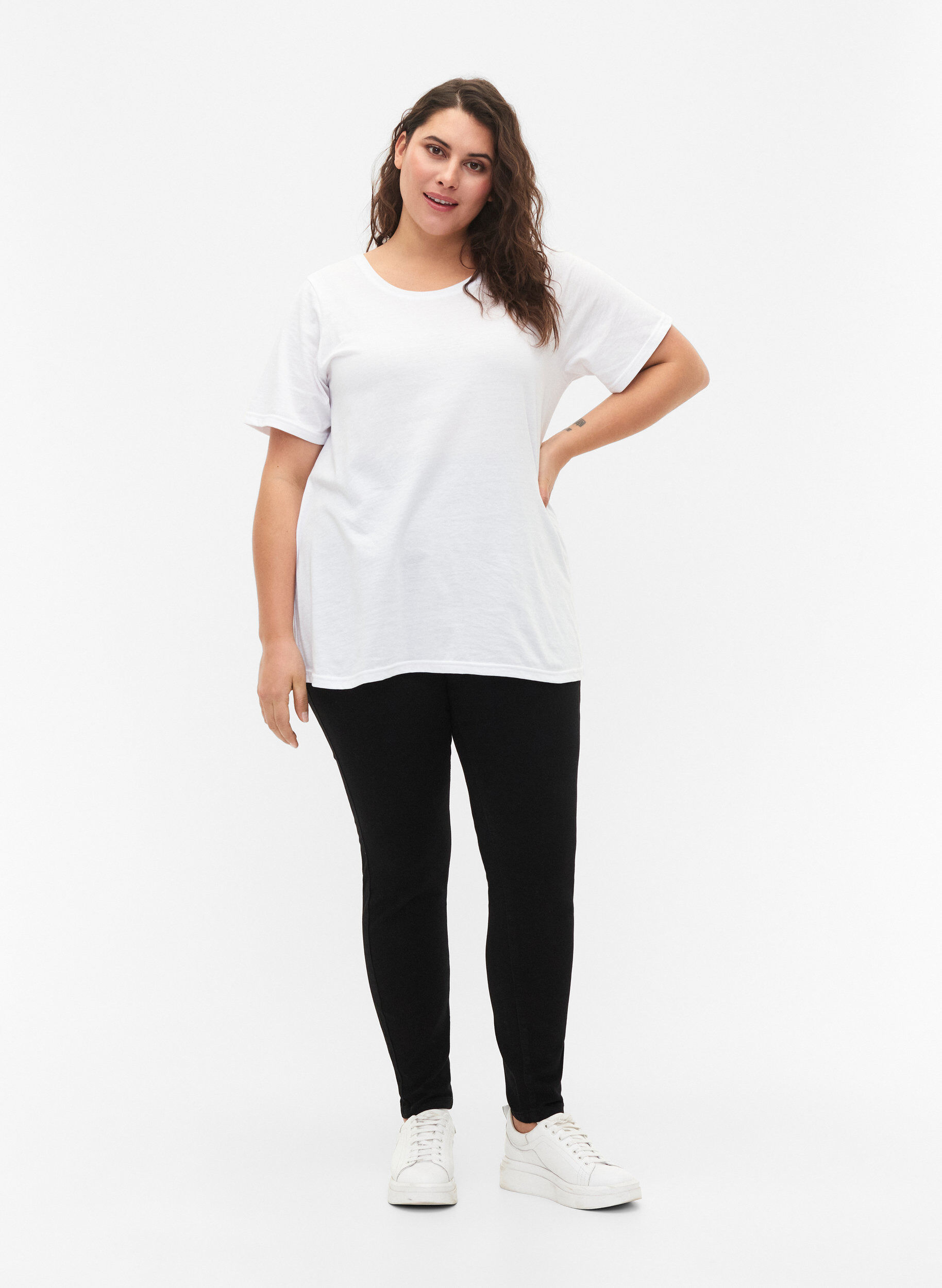 Zizzi FLASH - Nauwsluitende jeggings met hoge taille, Black, Model image number 0