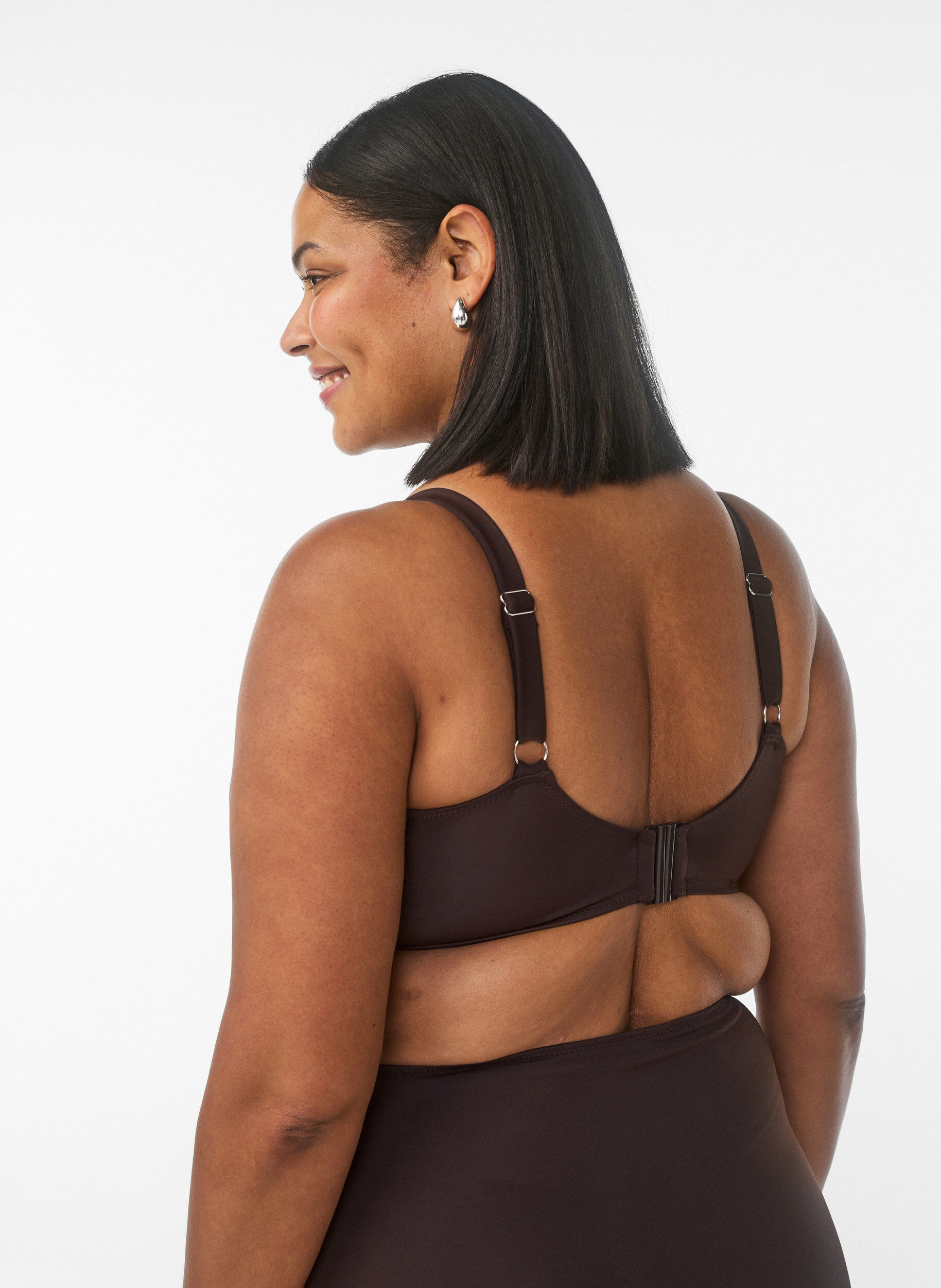 Zizzi Bikini-bh met beugel en drapering, Bruin, Model image number 2