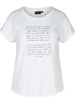 T-shirt met opdruk in biokatoen, Bright White TEXT, Packshot image number 0