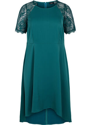 Midi-jurk met korte kanten mouwen, Deep Teal, Packshot image number 0