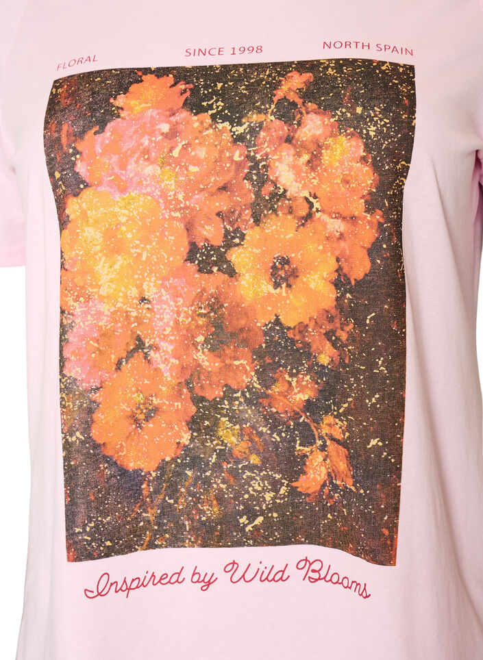 Katoenen T-shirt met print aan de voorkant, Roze, Packshot image number 2