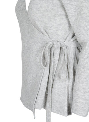 Gemêleerd gebreid vest met wikkel, Light Grey Melange, Packshot image number 3
