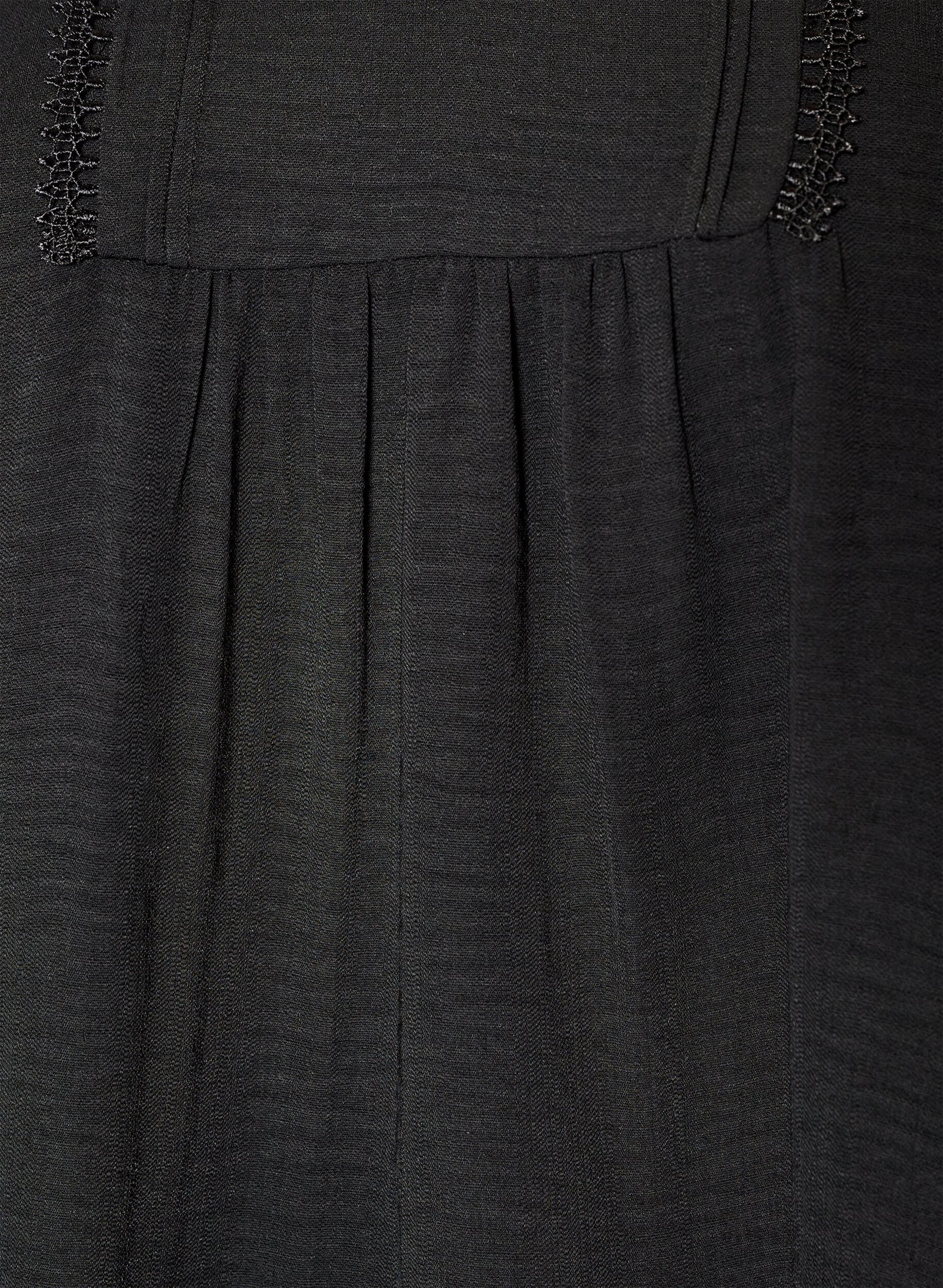 ZizziBlouse met V-hals en gehaakte sierband, Zwart, Packshot image number 2