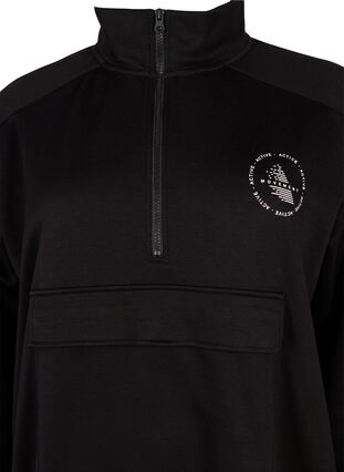 Lang sweatshirt met zak en rits, Black, Packshot image number 2