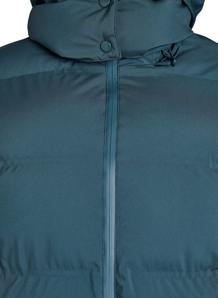 Korte gewatteerde jas met afneembare capuchon, Groen, Packshot image number 2