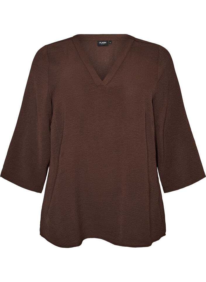 Blouse met 3/4 mouwen, Bruin, Packshot image number 0
