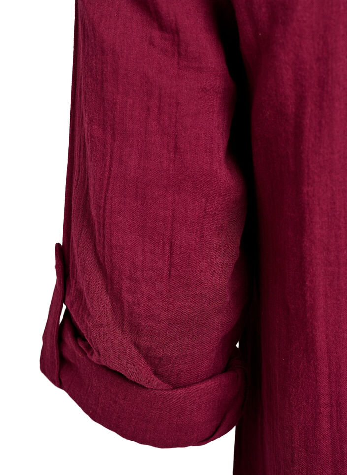 Katoenen mousseline tuniek met broderie anglaise, Donker Bordeaux, Packshot image number 3