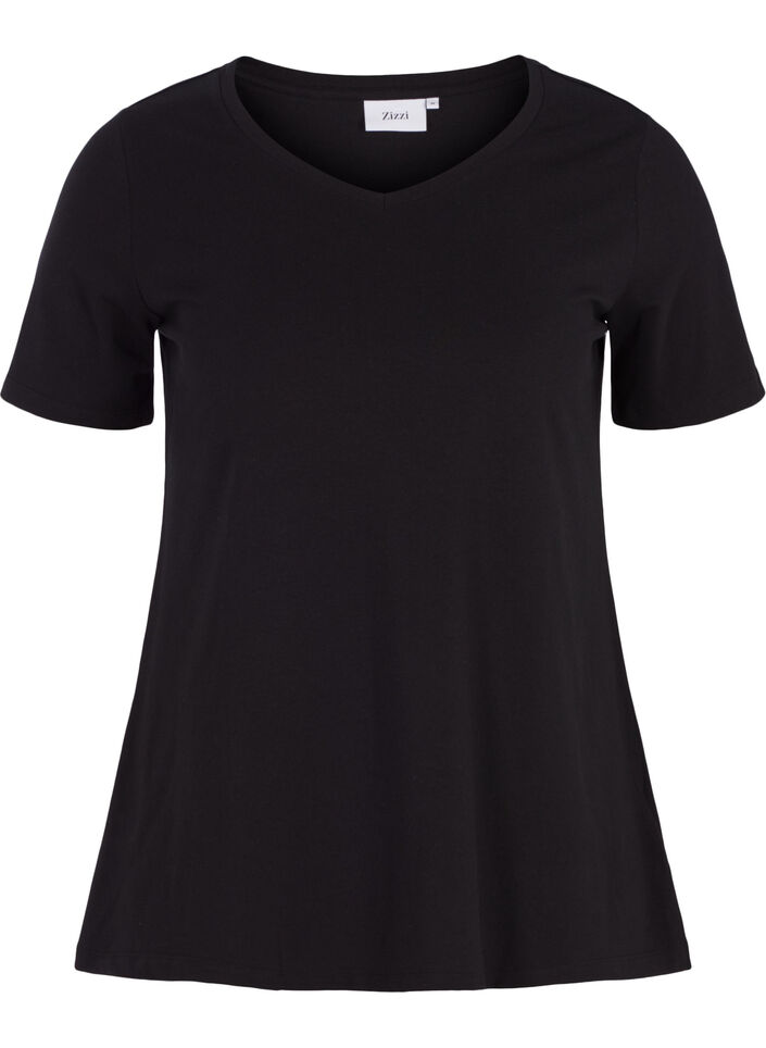 Basic t-shirt in effen kleur met katoen, Zwart, Packshot image number 0