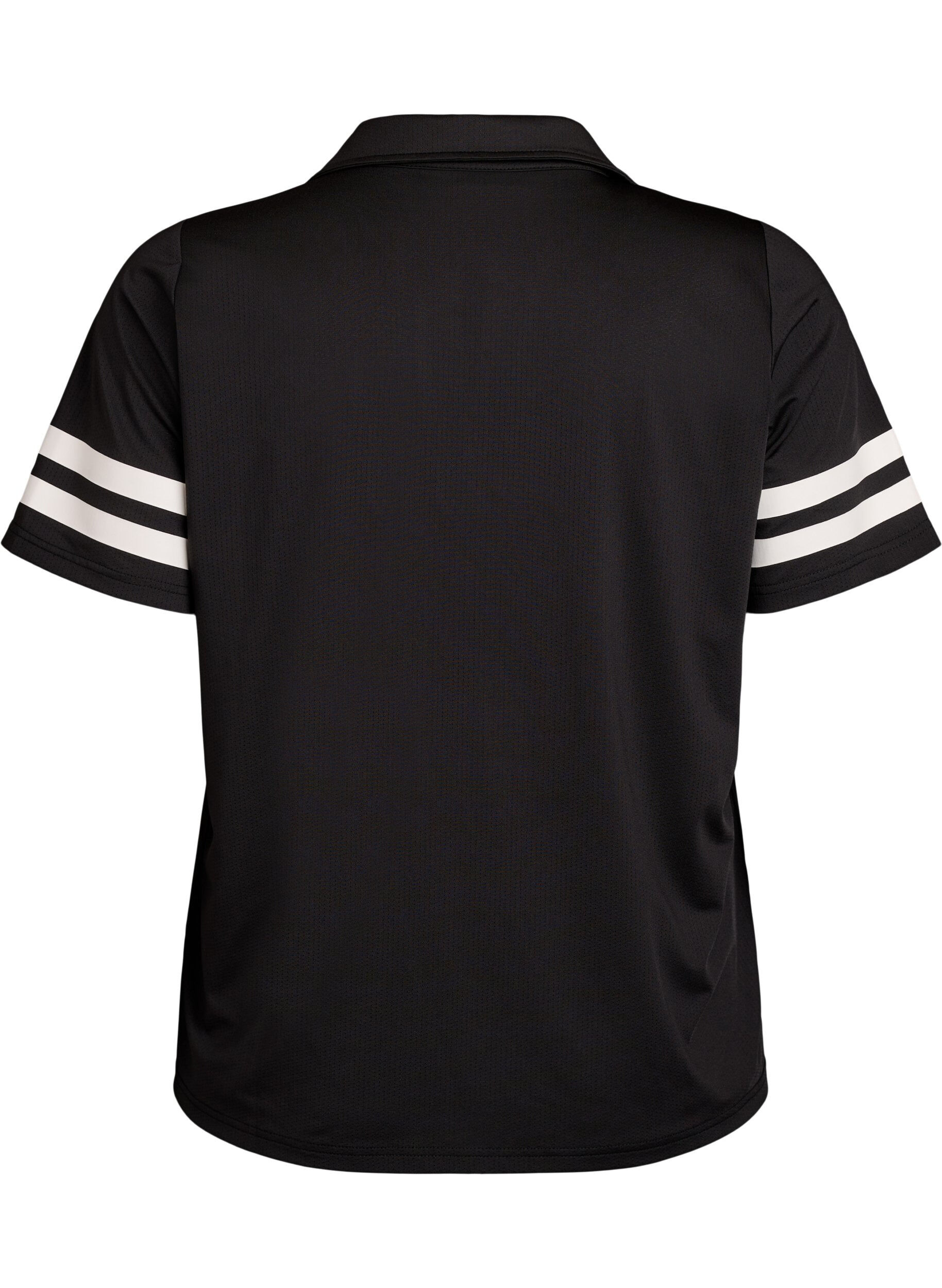 Zizzi Sportieve polo met streepdetails, Zwart, Packshot image number 1