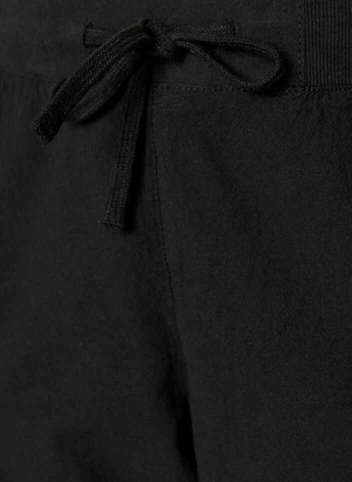 Losse katoenen short met zakken, Zwart, Packshot image number 2