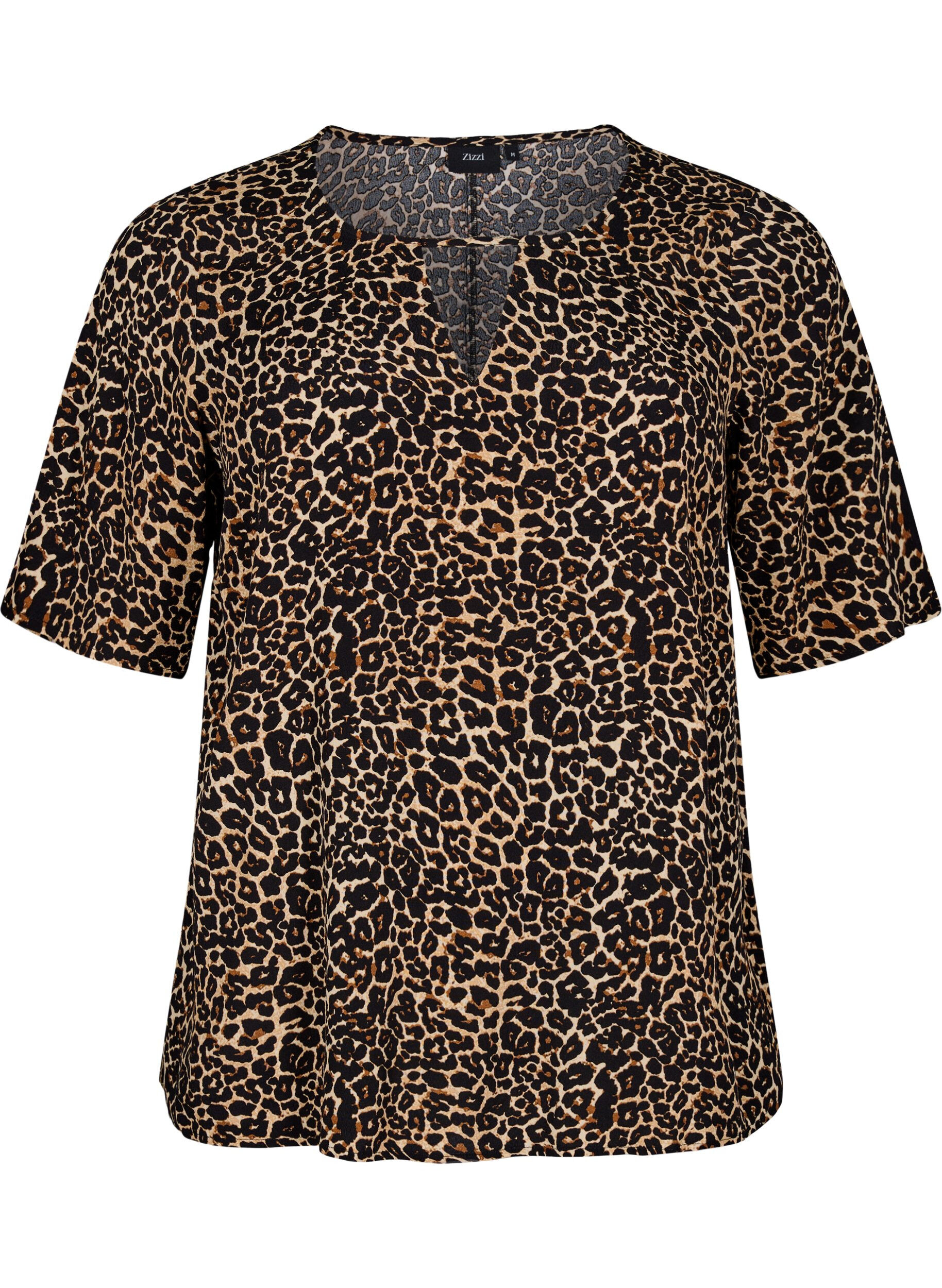 Zizzi Korte mouw visrose Blouse met print, Bruin, Packshot image number 0