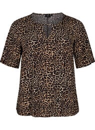 Korte mouw visrose Blouse met print, Bruin