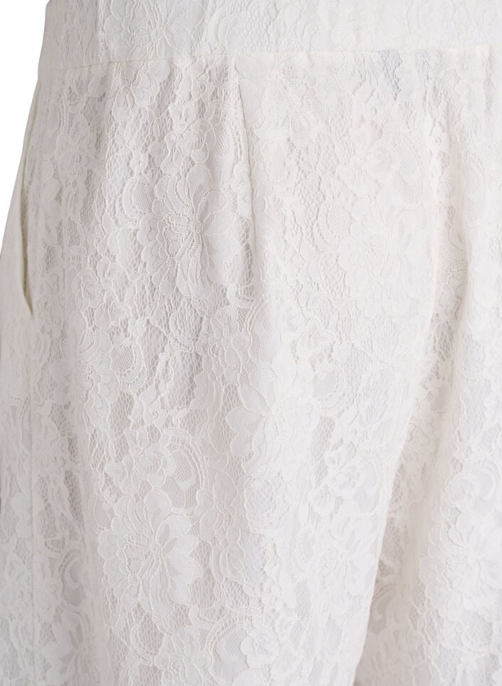 Bermuda shorts van kant met hoge taille, Vanille, Packshot